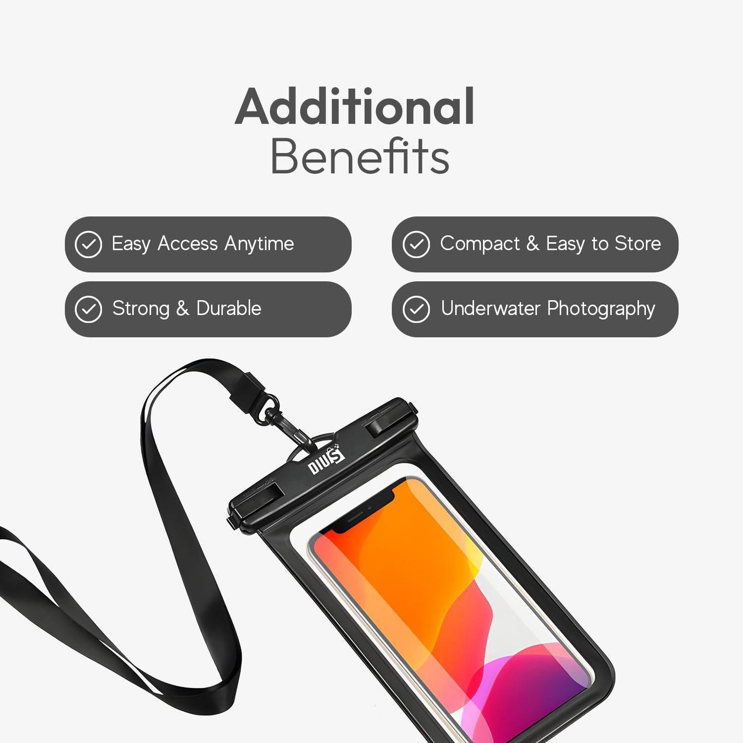 Waterproof Phone Case for iPhone 15 14 13 12 Pro Max XS Samsung PVC Black