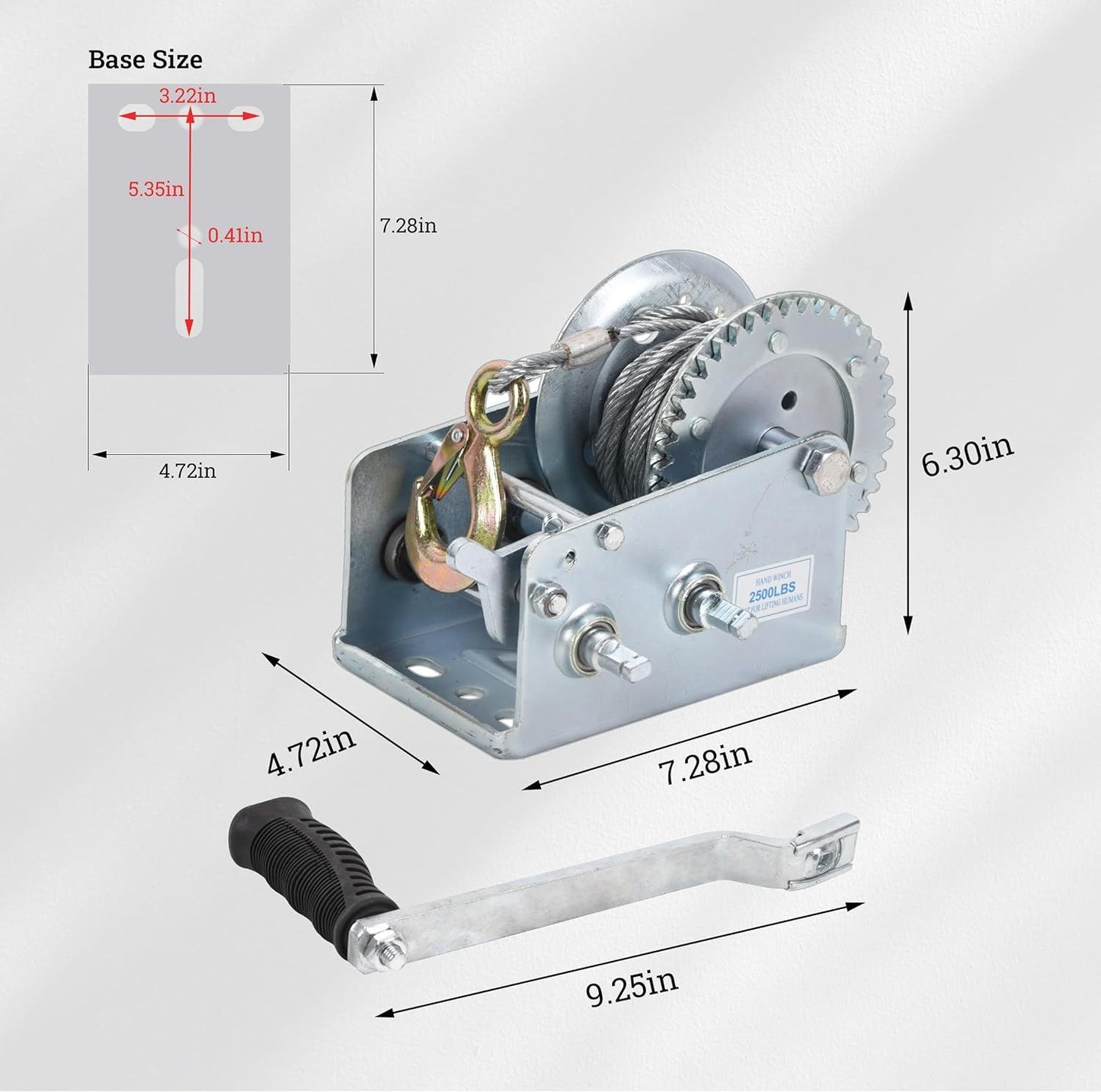 Hand Winch Boat Trailer Winch 1200lbs Heavy Duty Hook with 33ft Steel Cable Hand Crank Winch, Two Way Ratchet Boat Winch for Trailer Truck ATV Boat Marine