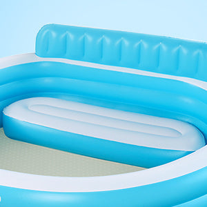 Full-Sized Inflatable Swimming Family Pool with Seats, 88"x85"X30" Above Ground Blow Up Pool with Backrest Bench for Backyard Kiddie Pool, Age 3+