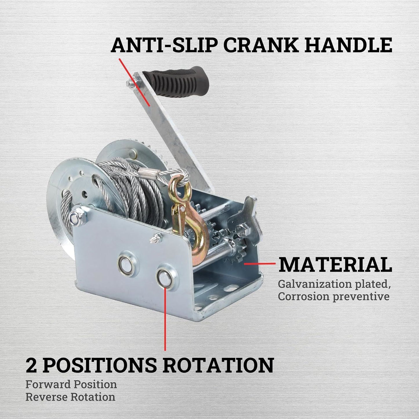 Hand Winch Boat Trailer Winch 1200lbs Heavy Duty Hook with 33ft Steel Cable Hand Crank Winch, Two Way Ratchet Boat Winch for Trailer Truck ATV Boat Marine