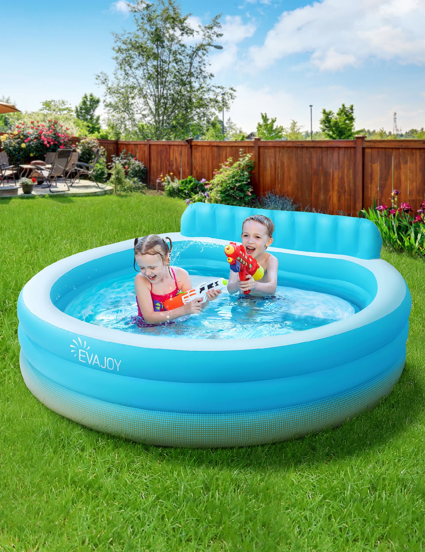 Inflatable Family-Sized Swimming Pool with Seats