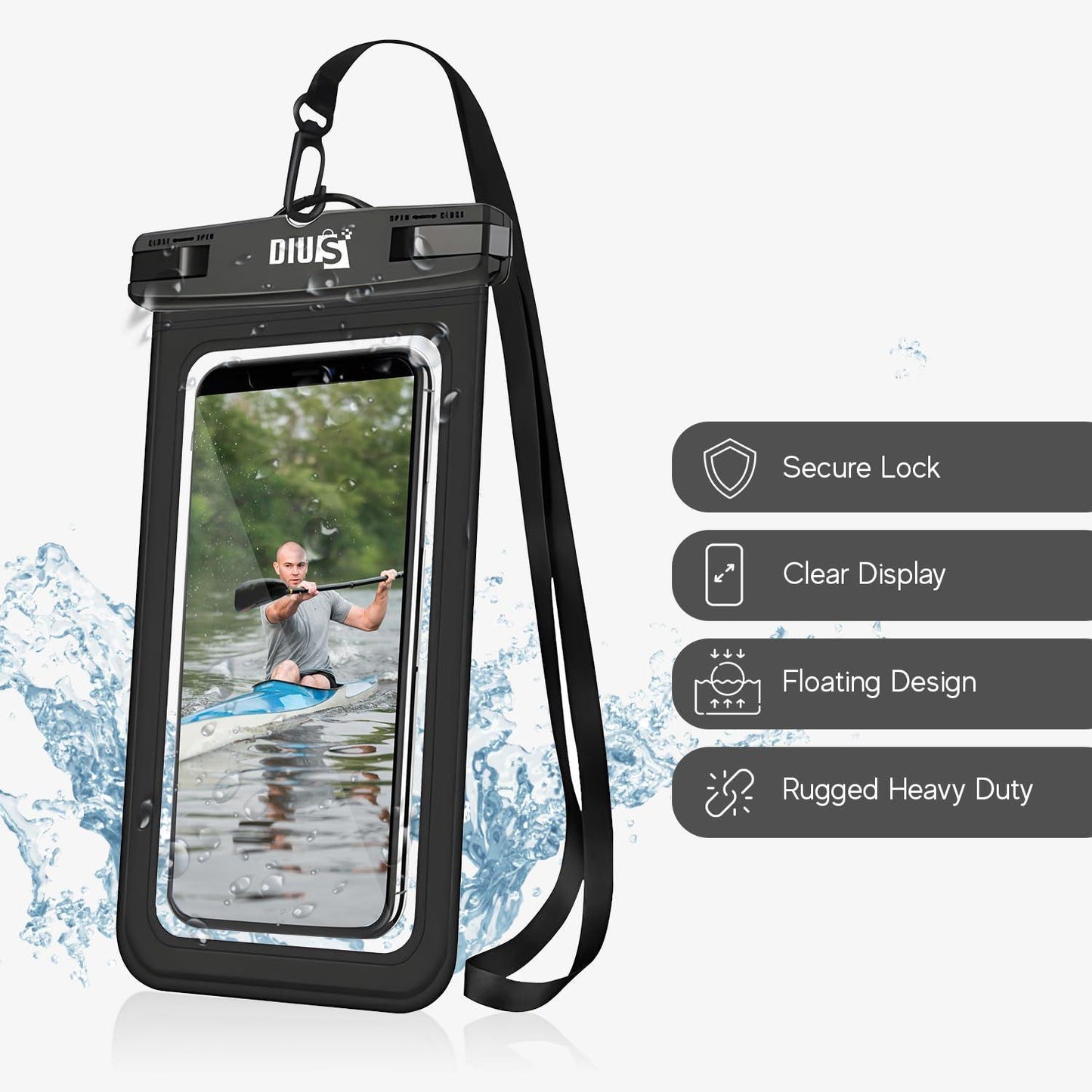 Waterproof Phone Case for iPhone 15 14 13 12 Pro Max XS Samsung PVC Black