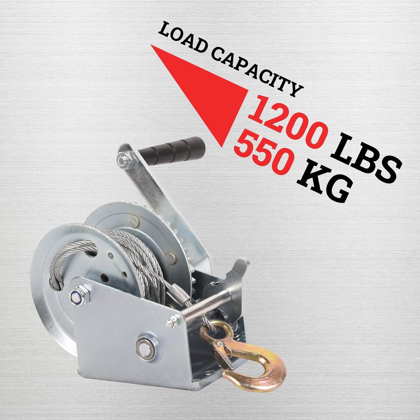 Hand Winch Boat Trailer Winch 1200lbs Heavy Duty Hook with 33ft Steel Cable Hand Crank Winch, Two Way Ratchet Boat Winch for Trailer Truck ATV Boat Marine