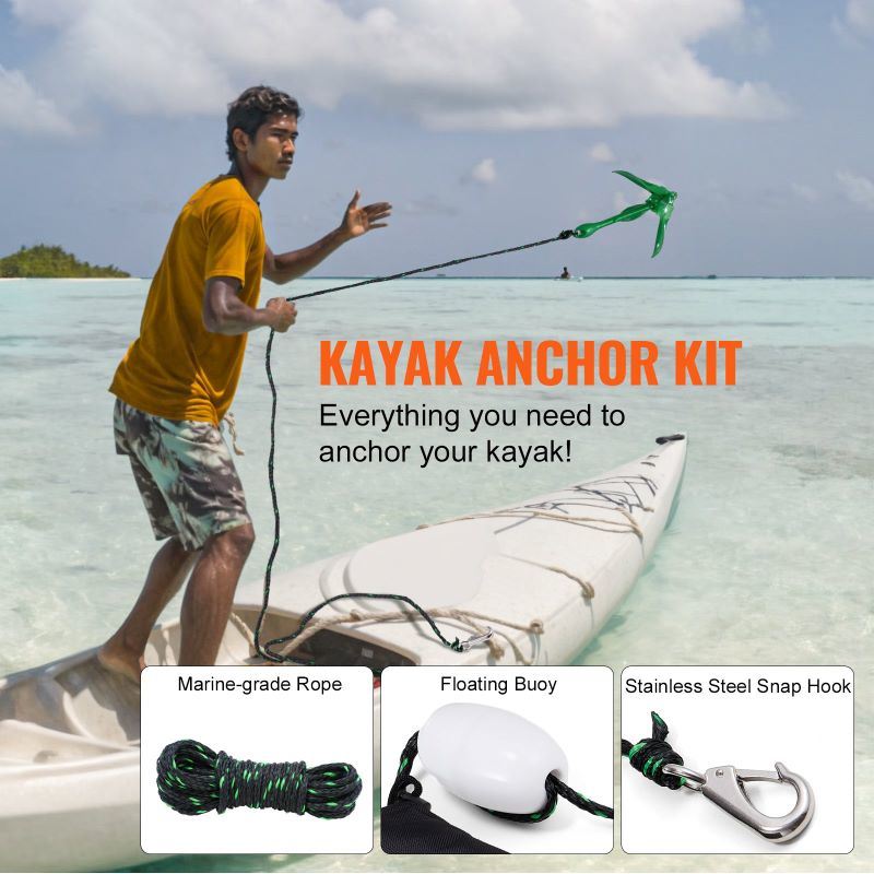 Folding Small Boat Anchor with Snap Hook for Kayaks Small Boats Canoes