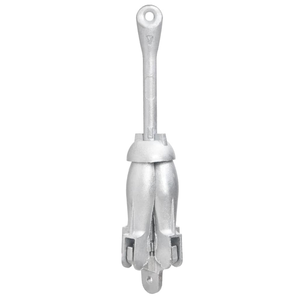 Folding Anchor with Rope Silver 5.5 lb Malleable Iron