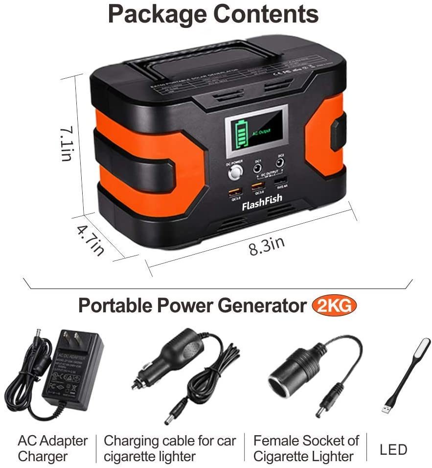 The FlashFish Peak Portable Power Supply Station is a lightweight yet reliable power supply station for your outdoor adventure and emergency power outage solution with several feataures for multifuntional use. Battery Flash Fish FlashFish AC DC Portable Lithium Chargeable Battery Indoor Outdoor USB