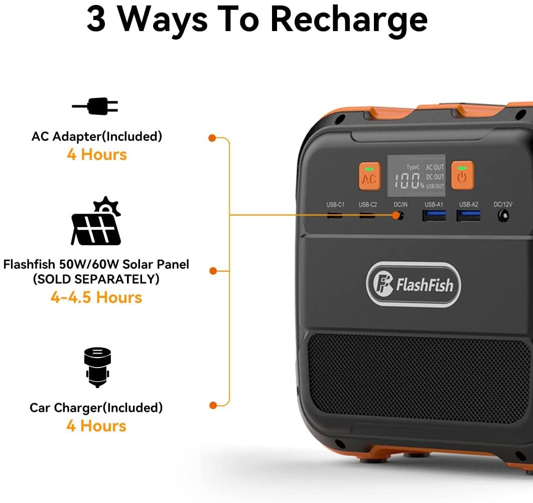 The FlashFish Mini Portable Power Flashlight Safety Supply Station is both compact & lightweight and equipped with a built-in flashlight and a convenient hanging rope making it easy to hang on your backpack or carry around while traveling or enjoying an outdoor adventure, featuring 6 outputs to charge devices and a 2-mode LED light source able to switch between constant or SOS flashing.