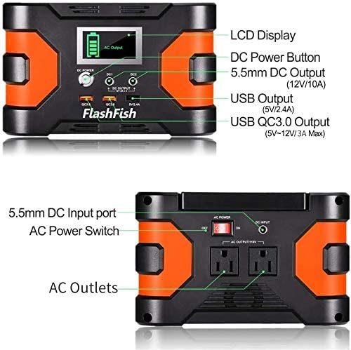 The FlashFish Peak Portable Power Supply Station is a lightweight yet reliable power supply station for your outdoor adventure and emergency power outage solution with several feataures for multifuntional use. Battery Flash Fish FlashFish AC DC Portable Lithium Chargeable Battery Indoor Outdoor USB
