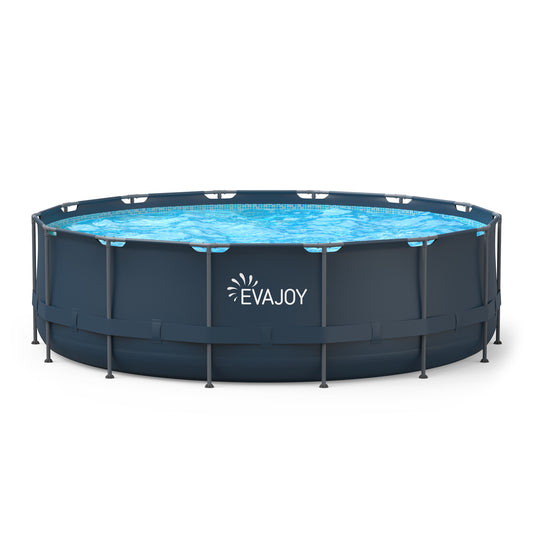 16ft x 48in Metal Frame Swimming Pool Set, Round Above Ground Pool Set with 2000 GPH Sand Filter Pump, Pool Ladder, Ground Cloth, Pool Cover for Backyard, Garden
