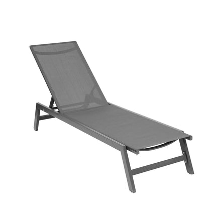 Outdoor Chaise Lounge Chair Set With Cushions, Five-Position Adjustable Aluminum Recliner,All Weather For Patio,Beach,Yard, Pool