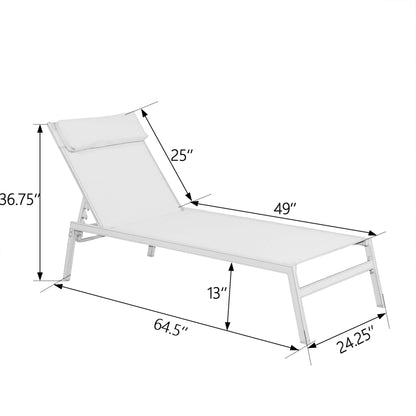 Outdoor Chaise Lounge Adjustable Patio Reclining Lounger Chair with Removable Headrest