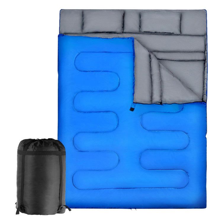 Traving Camping Portable Duble Person Waterproof Sleeping Bag W/ 2 Pillows