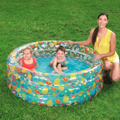 59x21in Inflatable Swimming Pool Blow Up Family Pool For 3 Kids Foldable Swim Ball Pool Center